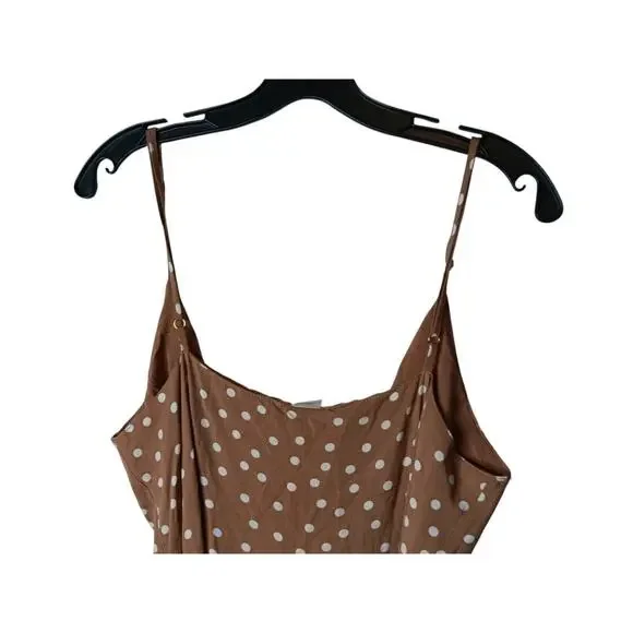 L*Space Brown White Polka Dot Maxi Dress L Large Spaghetti Strap Wrap - Picture 11 of 16
